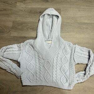 Aeropostale Light blue Cable Knit Hooded cropped Sweater size XS